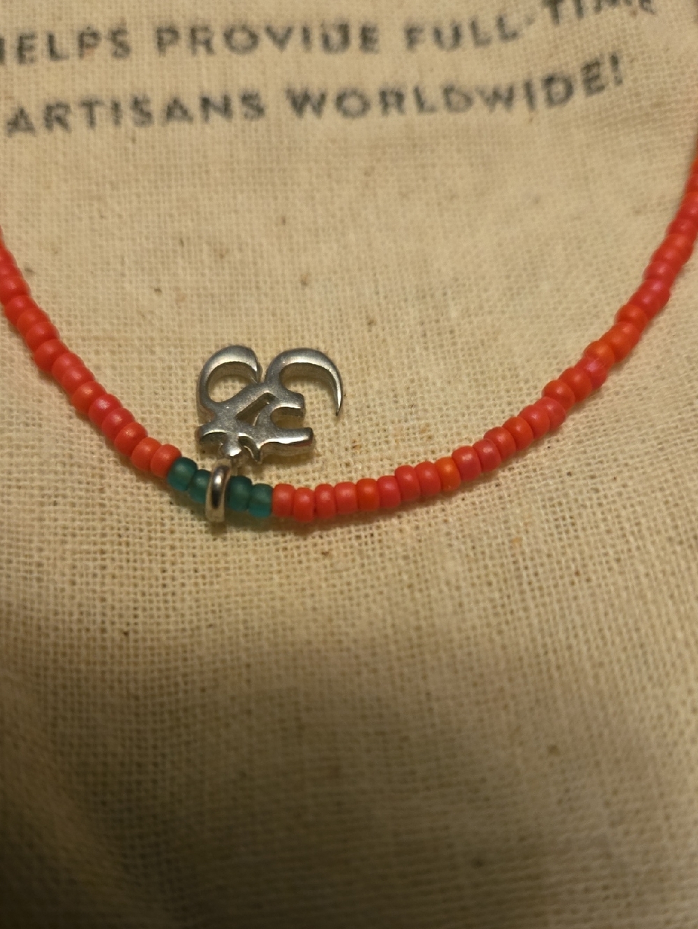 Pura Vida Orange Beaded Bracelet with OM Charm - Picture 4 of 4